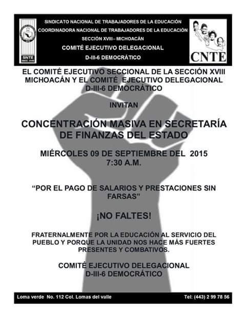 cnte convoca manifestacion