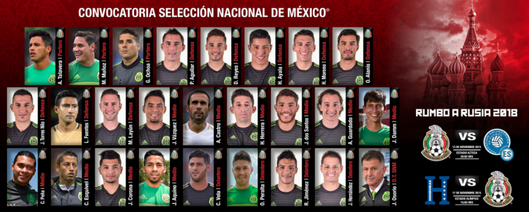 Convocatoria Mexico vs El Salvador Rusia 2018