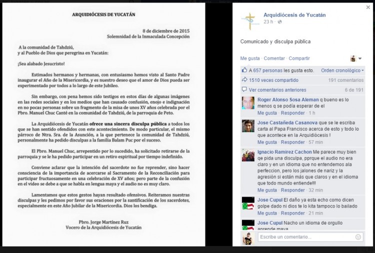 Arquidiócesis Yucateca Se Disculpa Por Comportamiento Del Sacerdote Con La Quinceañera