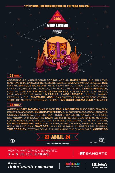 Vive Latino 2016 #VL16 cártel oficial