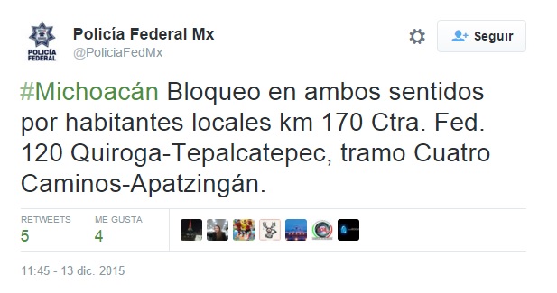 bloqueos cuatro caminos domingo