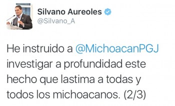 Silvano Aureoles tuit asesinato niñas Morelia