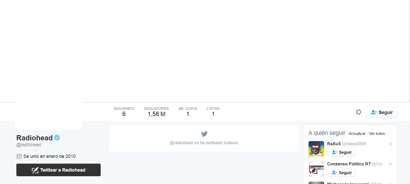 cuenta desaparecida Radiohead Twitter