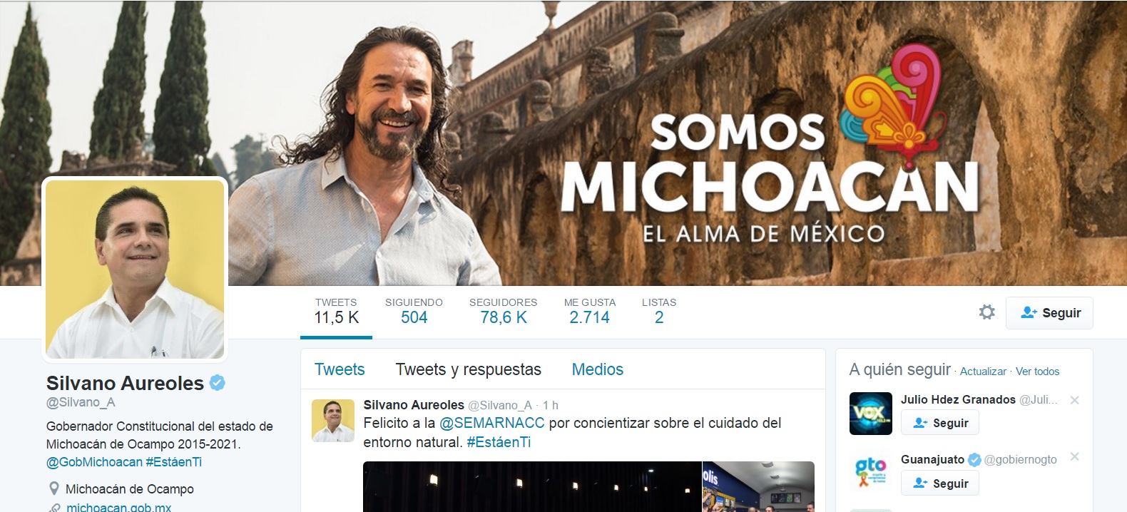 Silvano Aureoles Twitter promo Somos Michoacan El Buki
