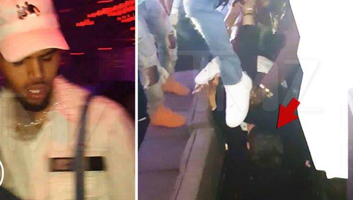 chris brown patada en la cabeza