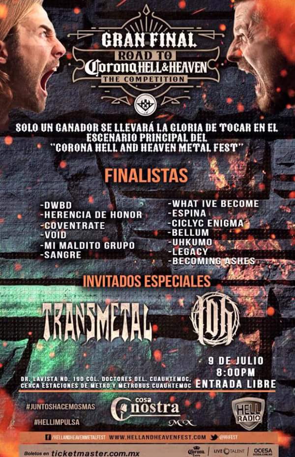 final bandas Mexico Corona Hell and Heaven 2016