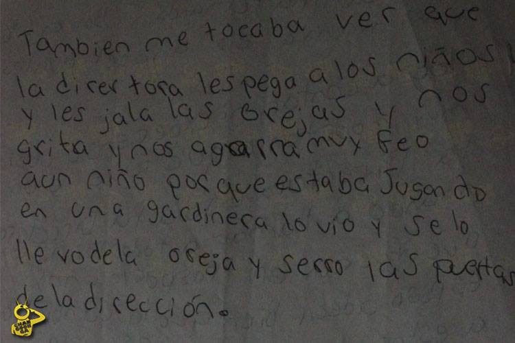 Cartas de los alumnos que denuncian violencia por parte de la directora