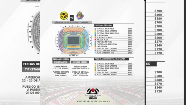 precios para el clasico america vs chivas