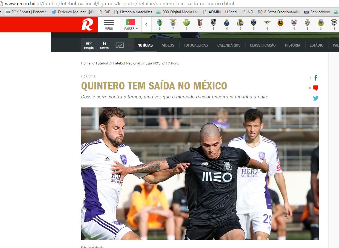 Record Juan Fernando Quintero America Mexico