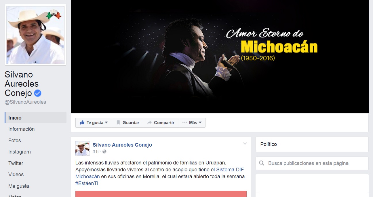 Silvano Aureoles Facebook Juan Gabriel