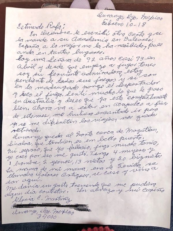 carta abuelita Rafael Nadal 1