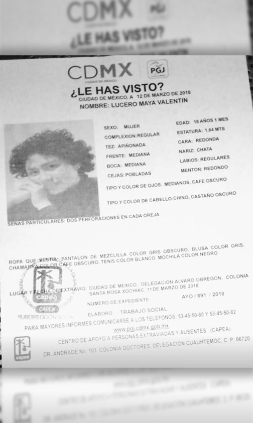 Lucero Maya desaparecida CDMX 2