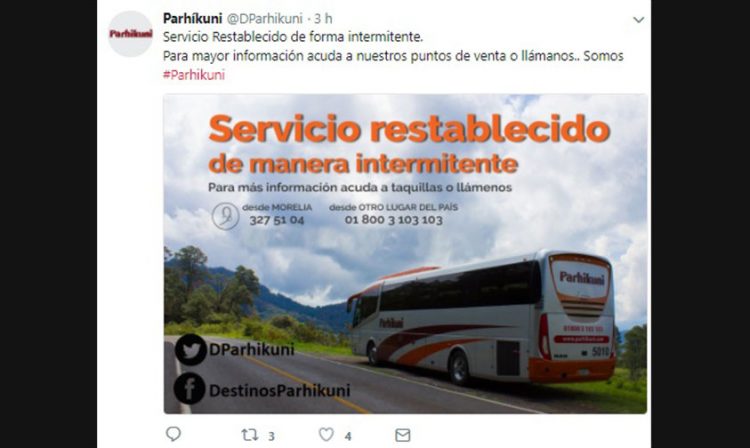 servicio intermitente Parhikuni