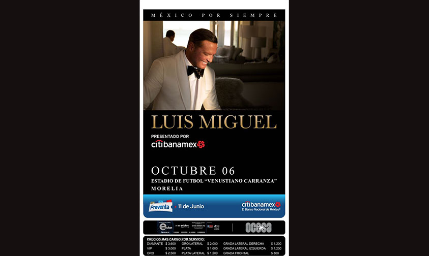 Luis Miguel precios oficiales Morelia