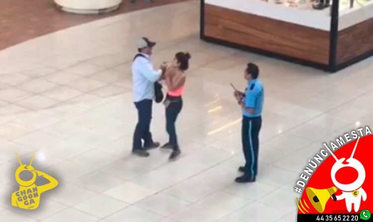 #Denúnciamesta Captan forcejeo entre hombre y mujer en centro comercial