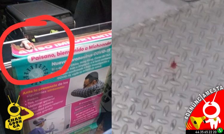 #Denúnciamesta En plena pandemia, dejan papel con sangre en combi de Morelia