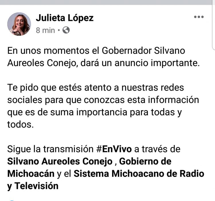 Julieta López invitó a la ciudadanía a seguir la rueda de prensa a través de redes sociales