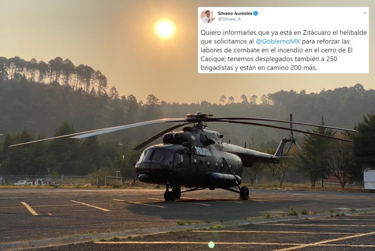 #Michoacán Anuncia Silvano Llegada De Helicóptero Pa’ Frenar Incendio En Zitácuaro