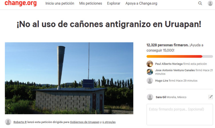 Recauda Hartas Firmas Petición Para Prohibir Cañones Antigranizo En Uruapan