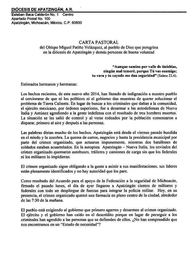 carta obispo de apatzingán