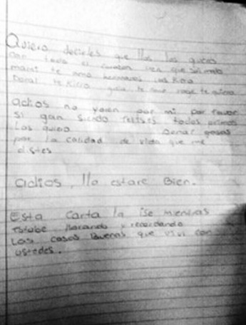 carta niño suicidado