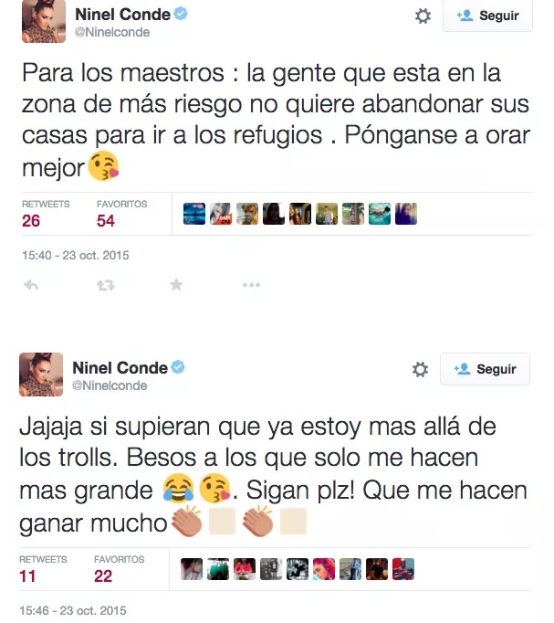 ninel conde huracan patricia 2