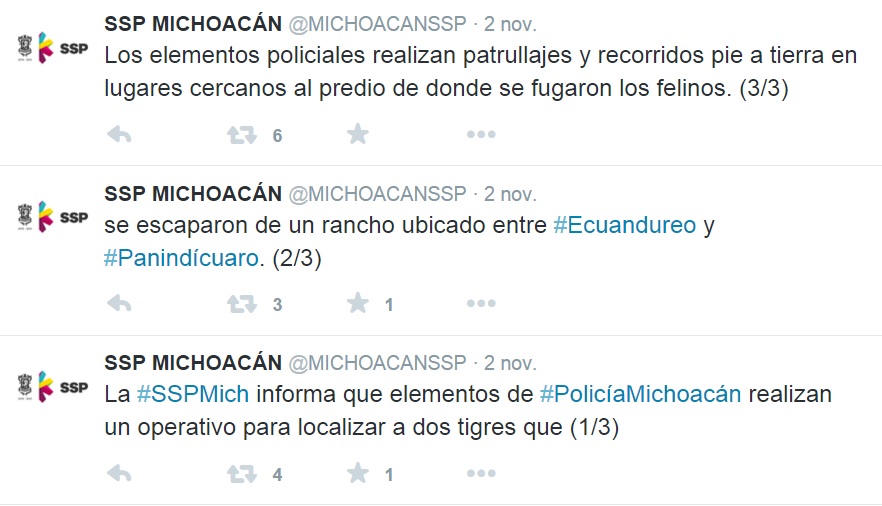 tuits SSP Tigres Michoacan