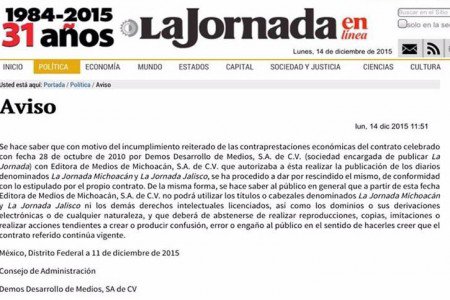 la jornada michoacán aviso