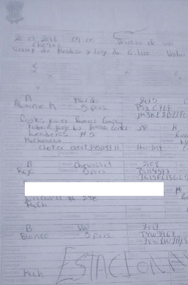El peritaje (poco legible) del accidente, proporcionado por la oficina de Comunicación Social de la bancada del PRD para deslindar de culpa al diputado en cuestión
