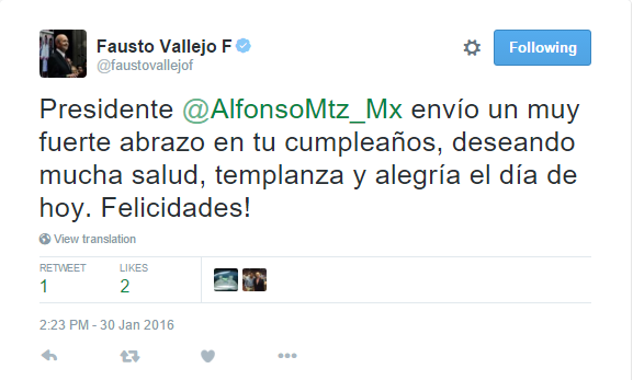 fausto felicita a alfonso martinez