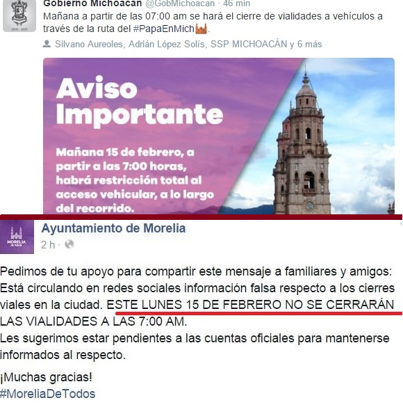 papa en morelia cierre calles anuncio gobierno