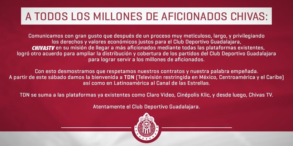 Comunicado Chivas TDN Televisa