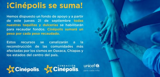 Cinepolis ayuda damnificados sismo