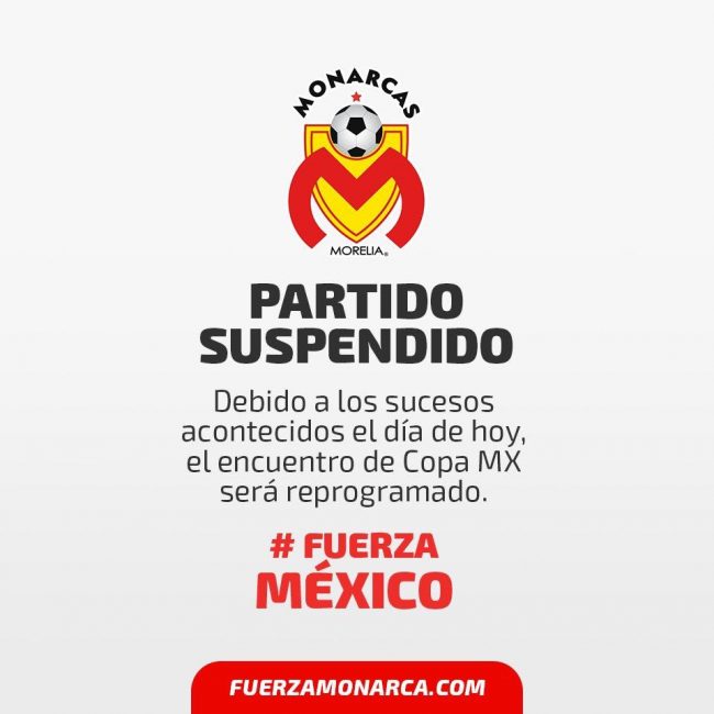 Monarcas Morelia Vs Xolos Copa Mx suspendido