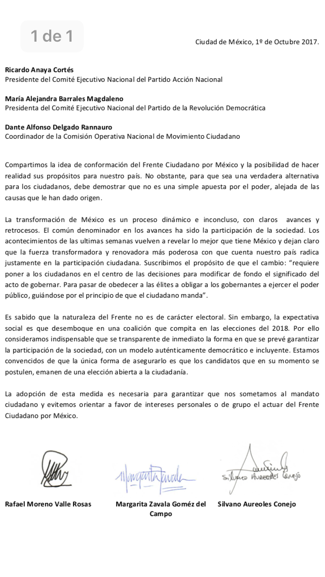 Silvano Aureoles firma Frente Ciudadano por México