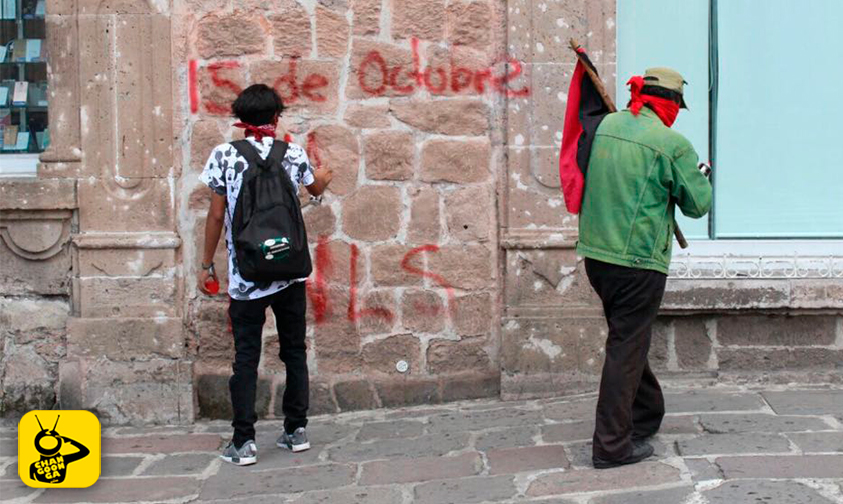 Ayuntamiento Reprueba Pintas Por Manifestantes En El Centro Histórico De Morelia