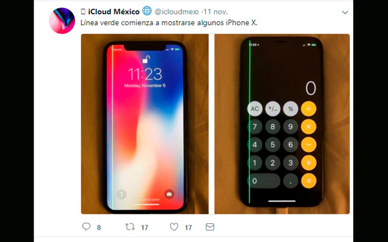 falla-iPhone-X-línea-verde