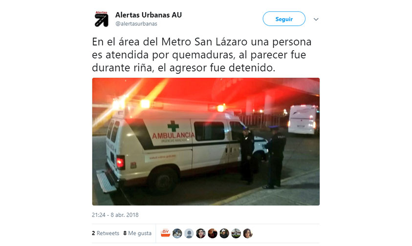 usuario metro San Lázaro fuego