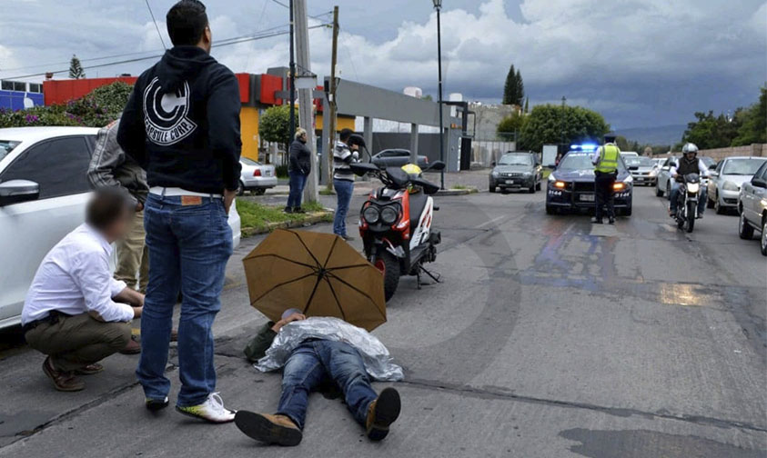 motociclista baches Morelia lesionados patrulla