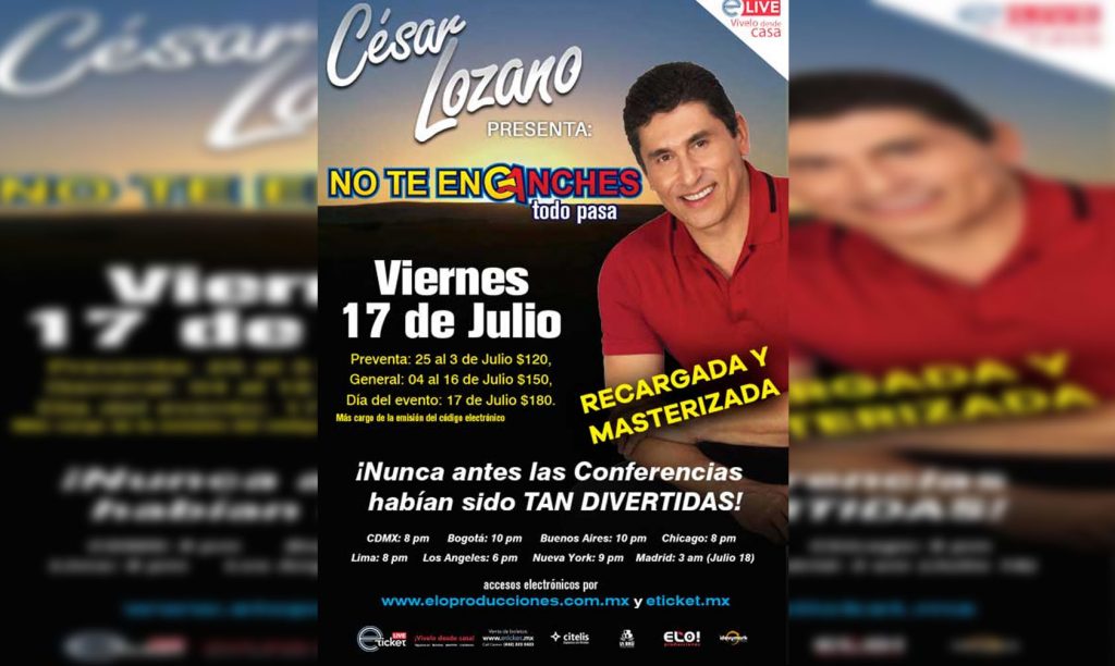Por Primera Vez César Lozano Presentará Virtualmente "No te enganches
