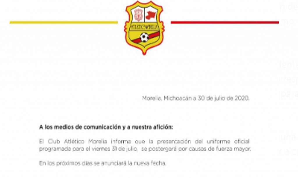No Presentarán Uniformes Del Atlético Morelia Mañana