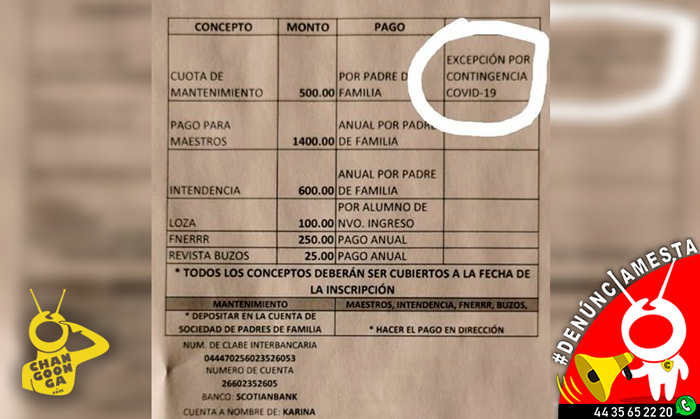 #Denúnciamesta Cobran mantenimiento en escuela pese a contingencia por COVID-19