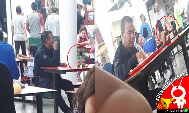 #Denúnciamesta Captan a policía uniformado pisteando agusto